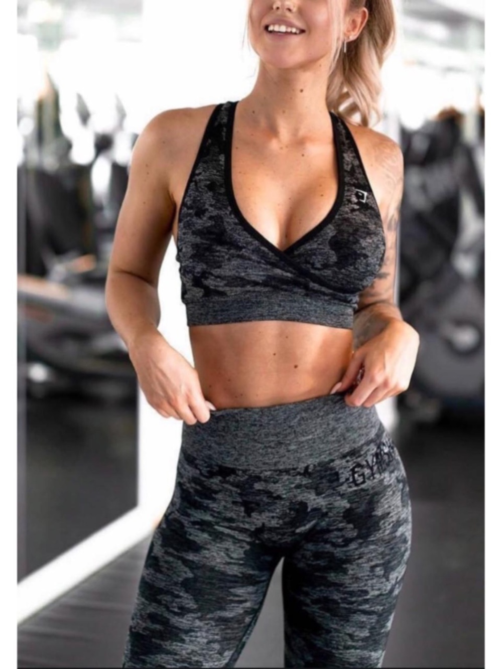 Gymshark Seamless Camo Sports Bra & Leggings Matching Set XS NWOT